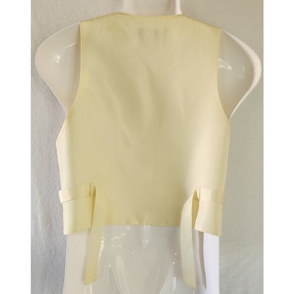 AKF New York VTG 90s Boho Retro Lace Pattern Cream Button Vest Womens Size Small - Picture 2 of 7